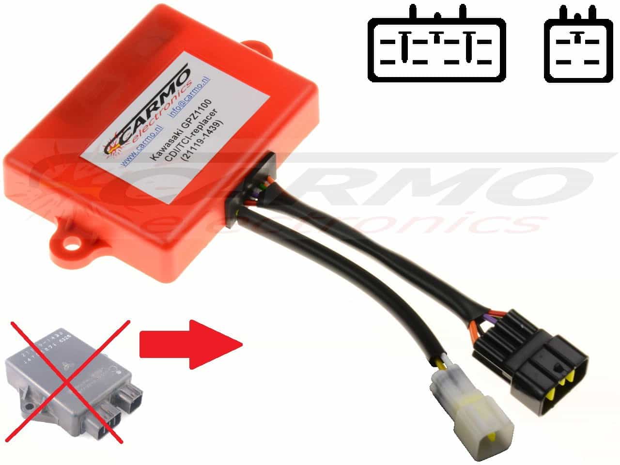 Kawasaki GPZ1100 ZX1100 igniter ignition module CDI TCI Box 21119-1439 J4T05572 - Clique na Imagem para Fechar